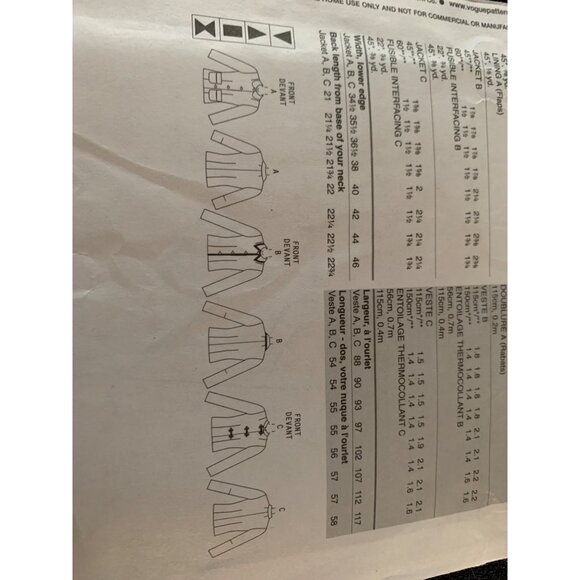 Vogue Misses Jacket Sewing Pattern V7011 Sz 6 - 12 - Uncut - Picture 8 of 10